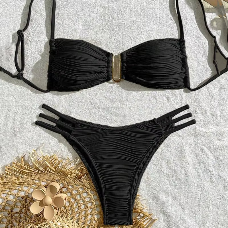 Mira Bikini Ruched Bandeau Set angle