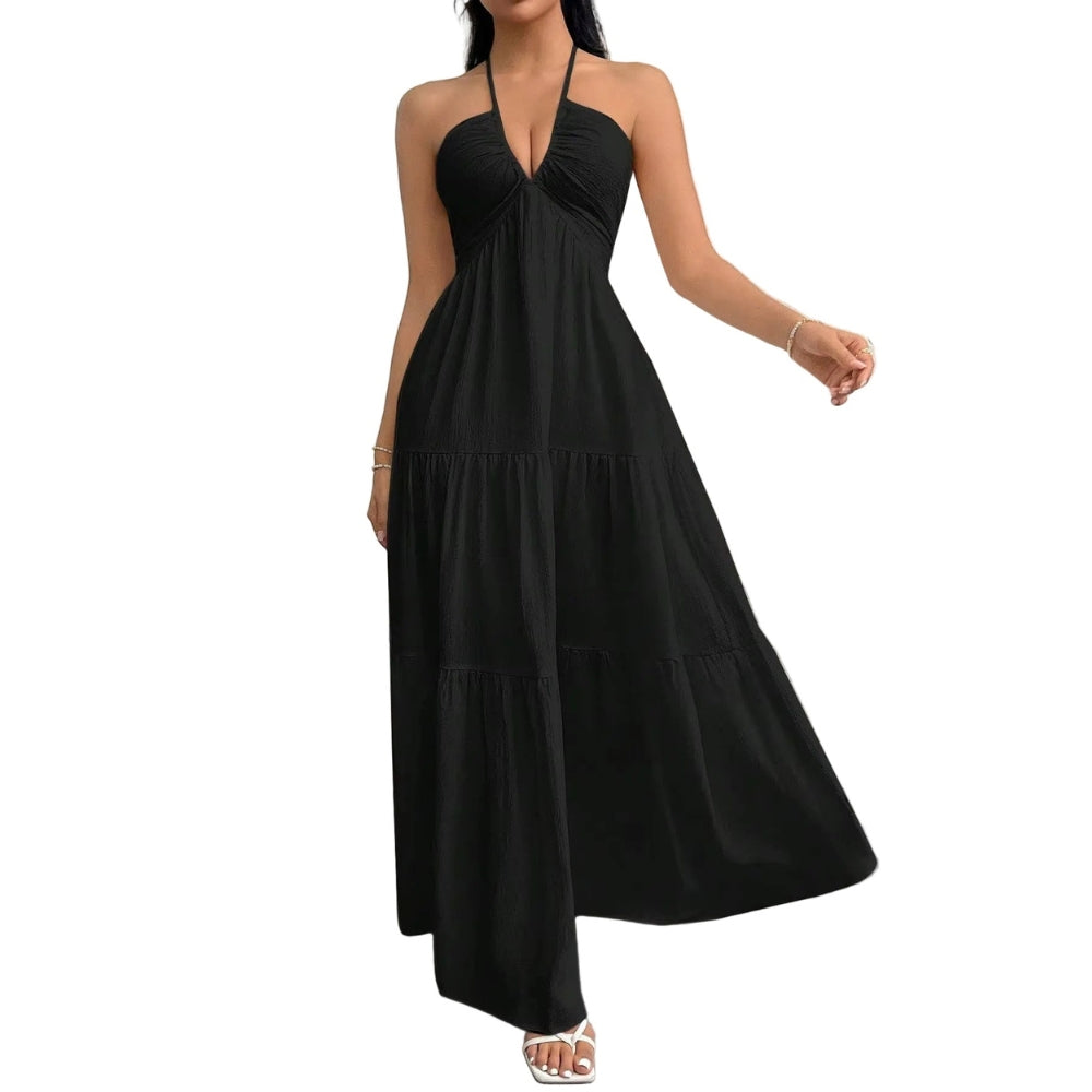 Ayla | Women's Vacation Flowy Backless Halter Maxi Dress