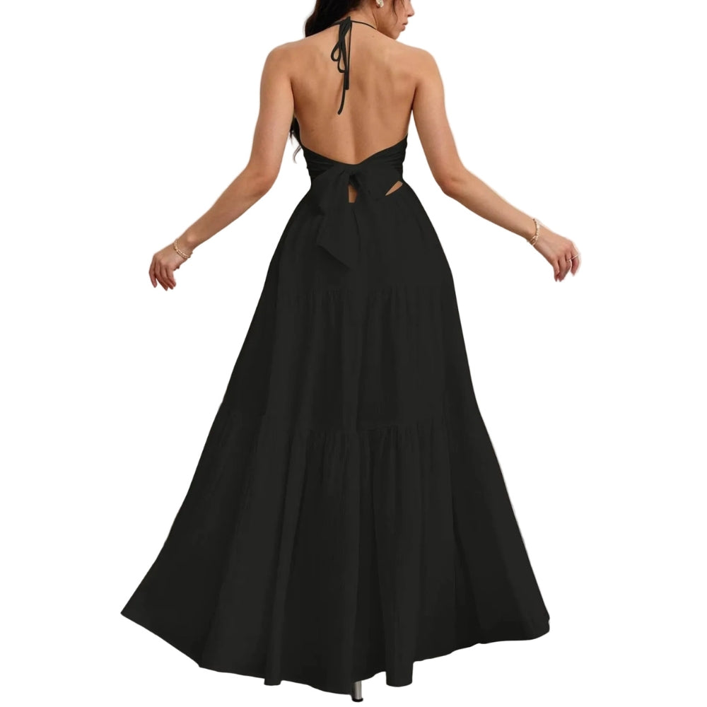 Ayla | Women's Vacation Flowy Backless Halter Maxi Dress