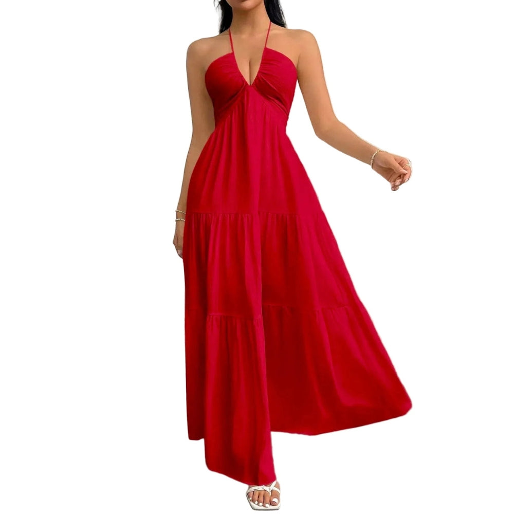 Ayla | Women's Vacation Flowy Backless Halter Maxi Dress
