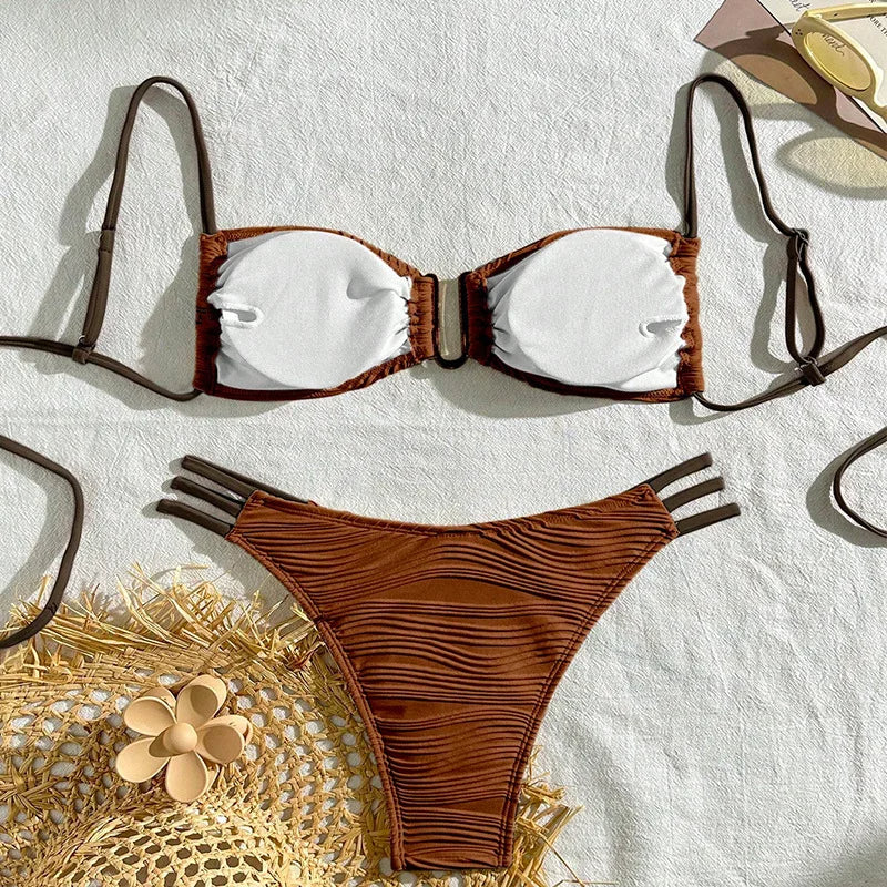 Mira Bikini Ruched Bandeau Set detail
