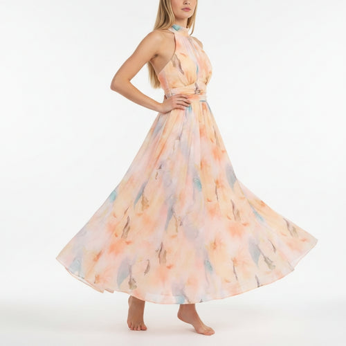 Charlotte | Elegant Halter Floral Midi Dress