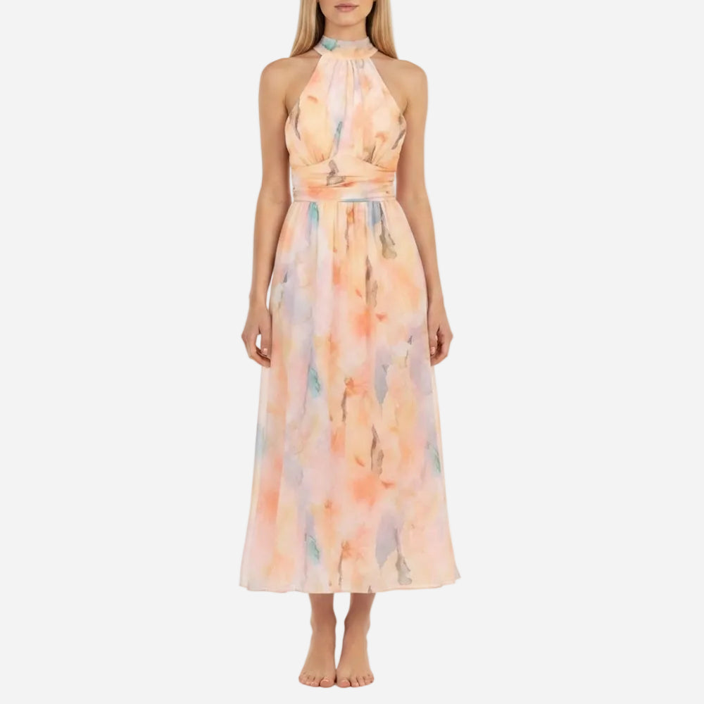Charlotte | Elegant Halter Floral Midi Dress