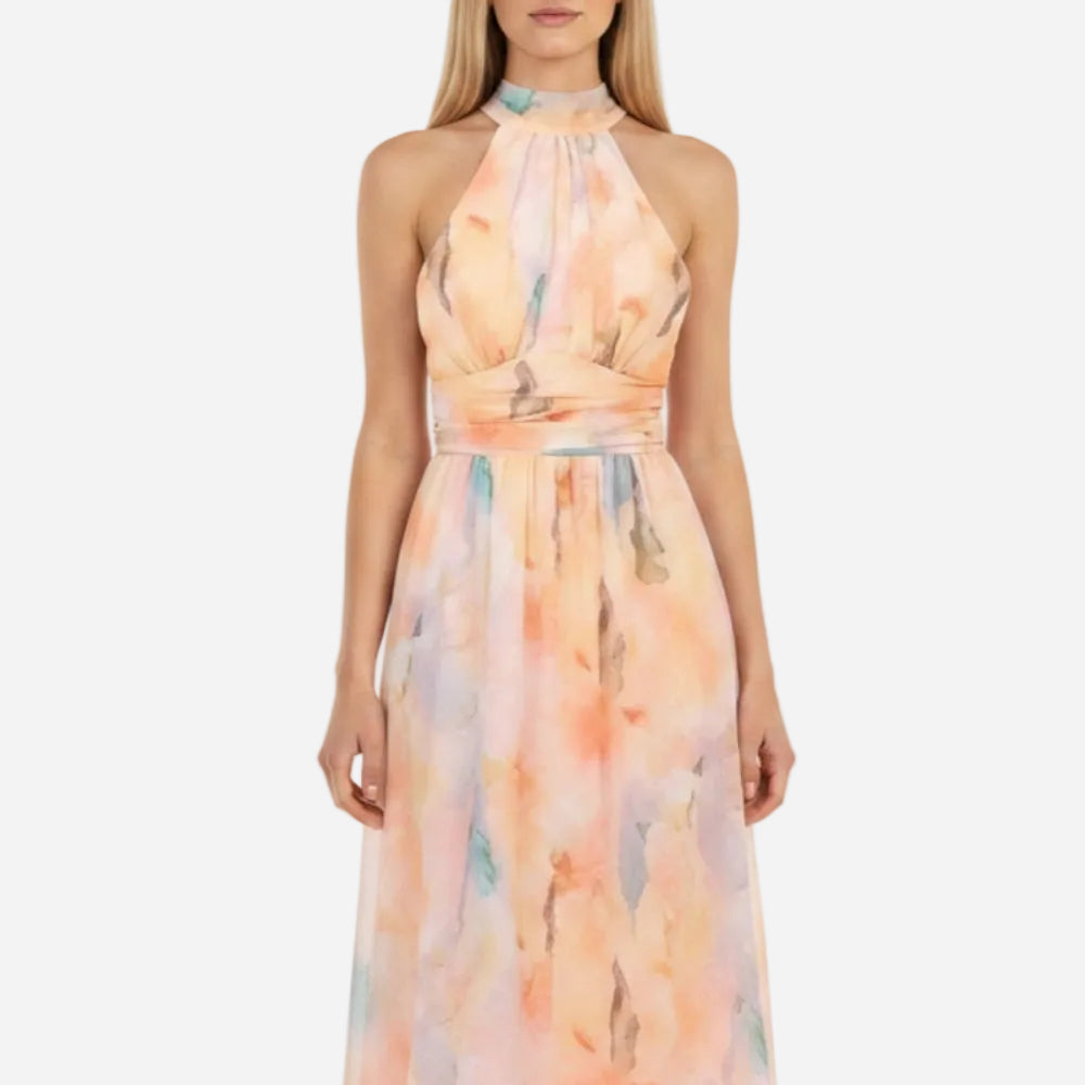 Charlotte | Elegant Halter Floral Midi Dress