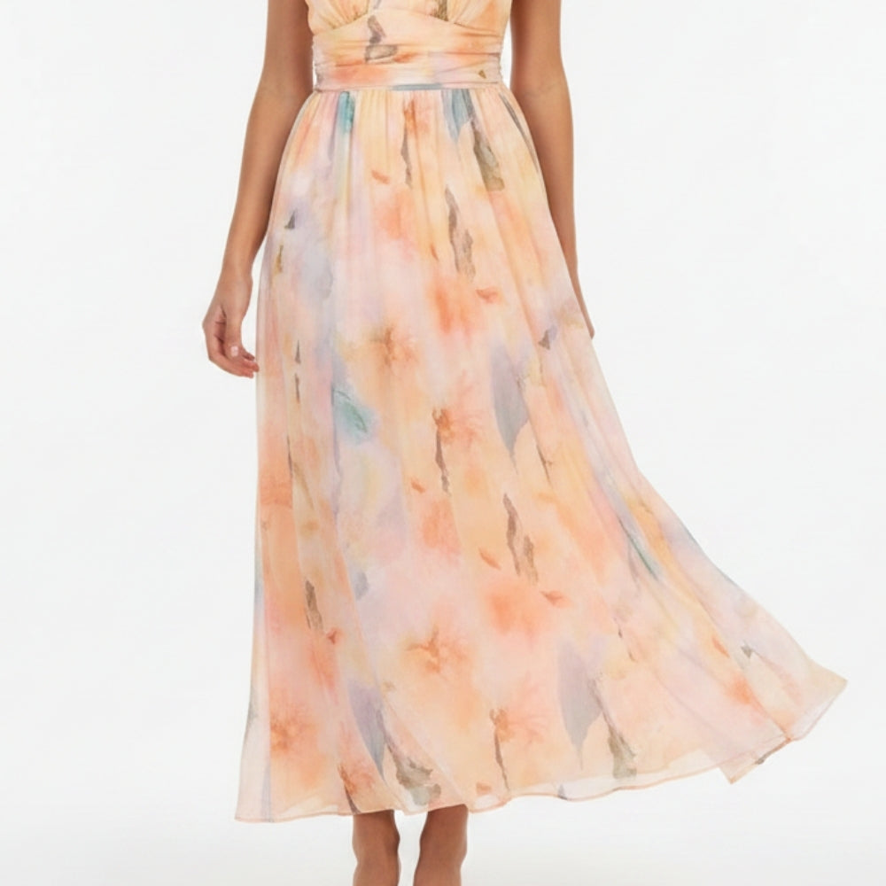 Charlotte | Elegant Halter Floral Midi Dress