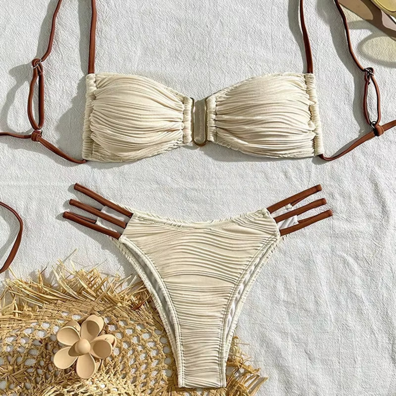 Mira Bikini Ruched Bandeau Set style