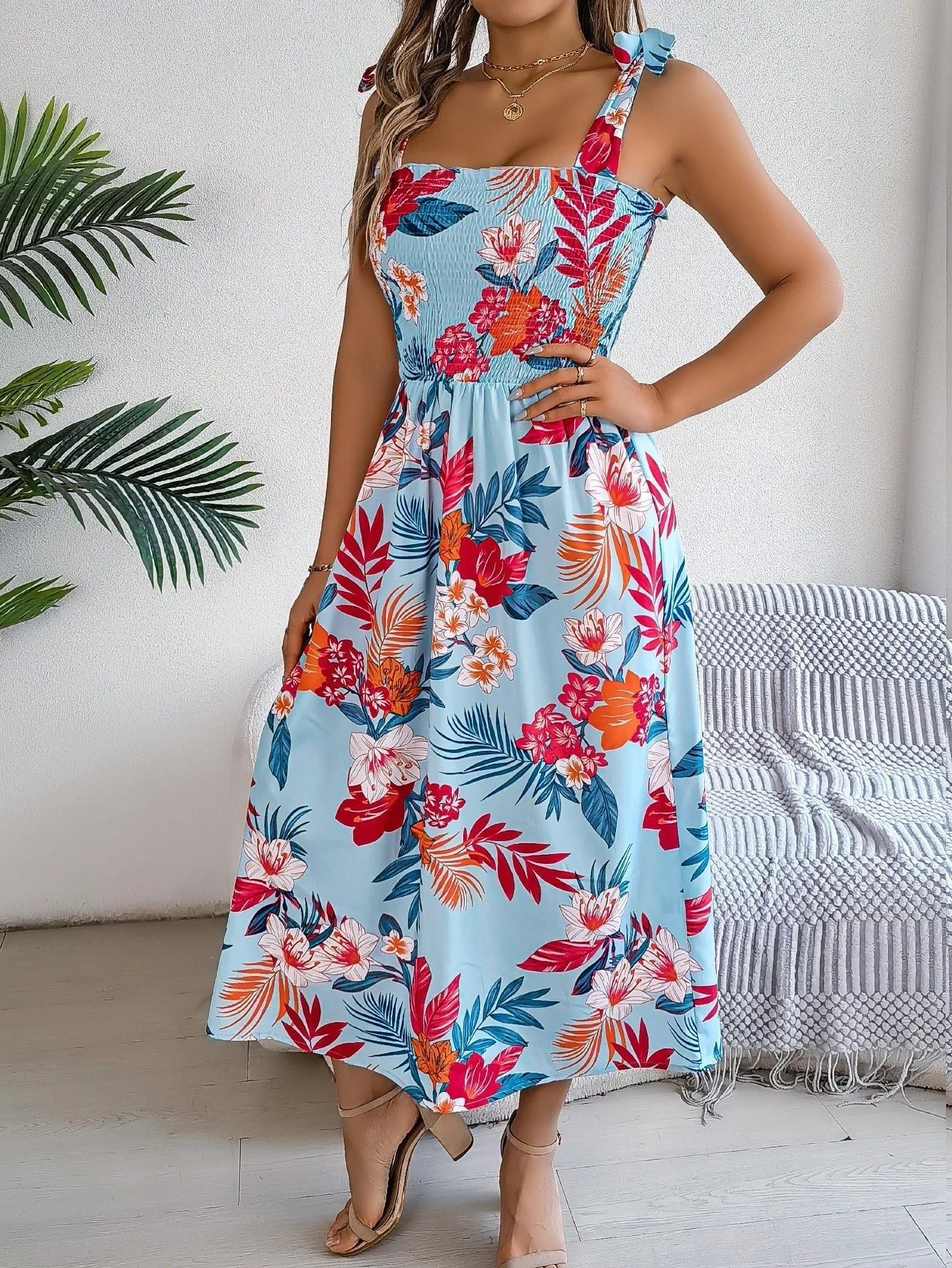Ava floral midi sundress - Blue