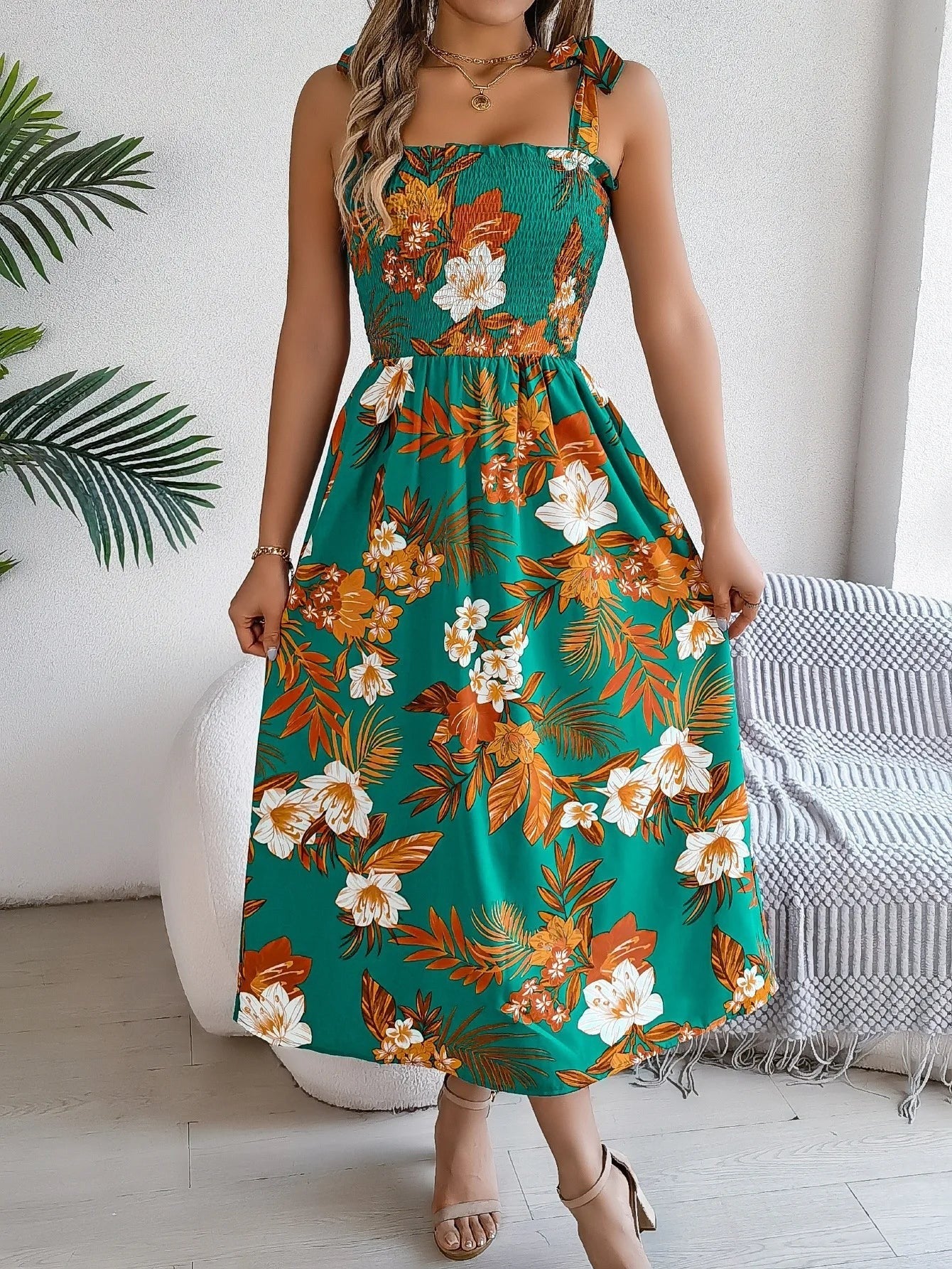 Ava floral midi sundress - Green