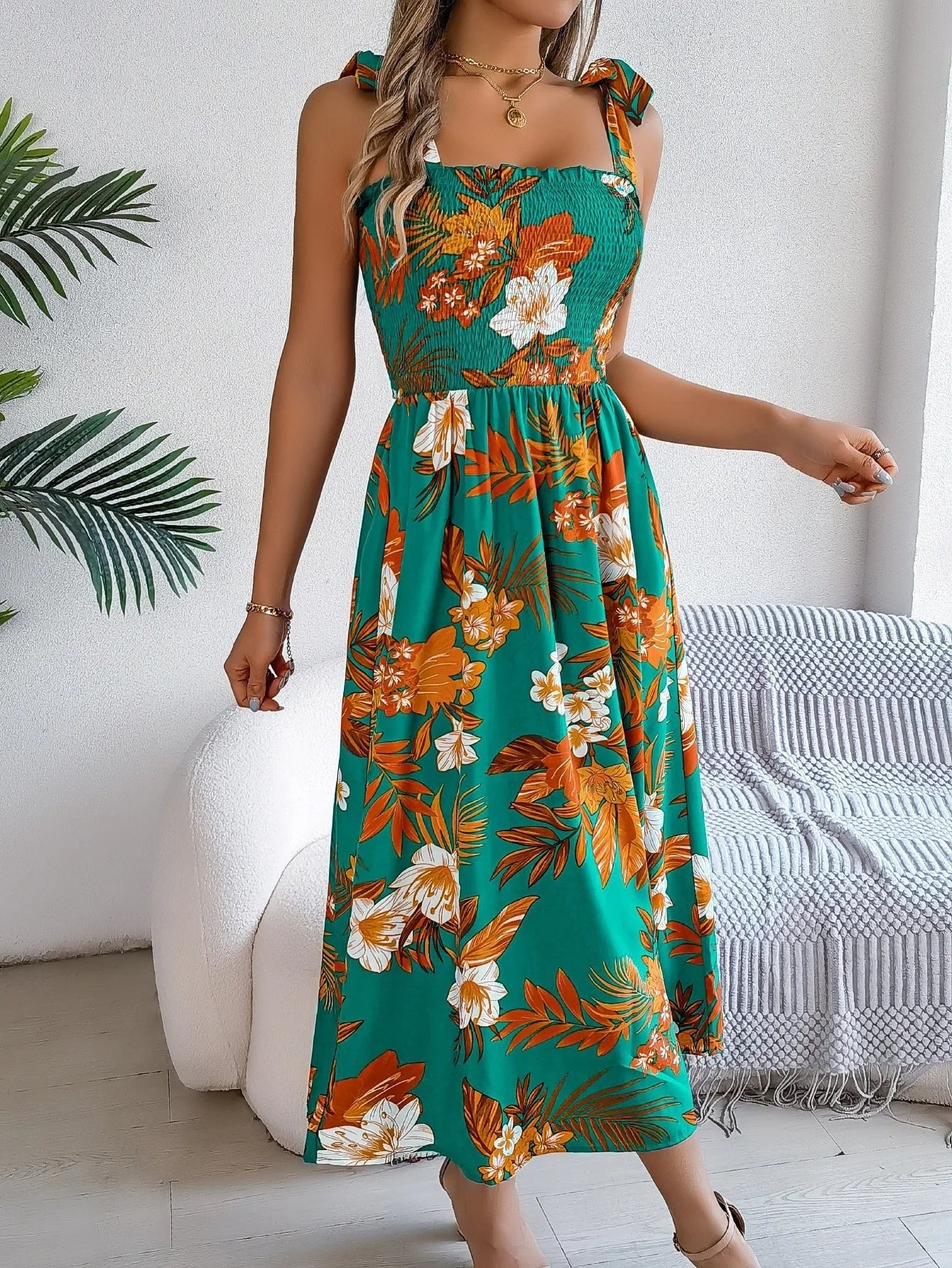 Ava floral midi sundress - Green