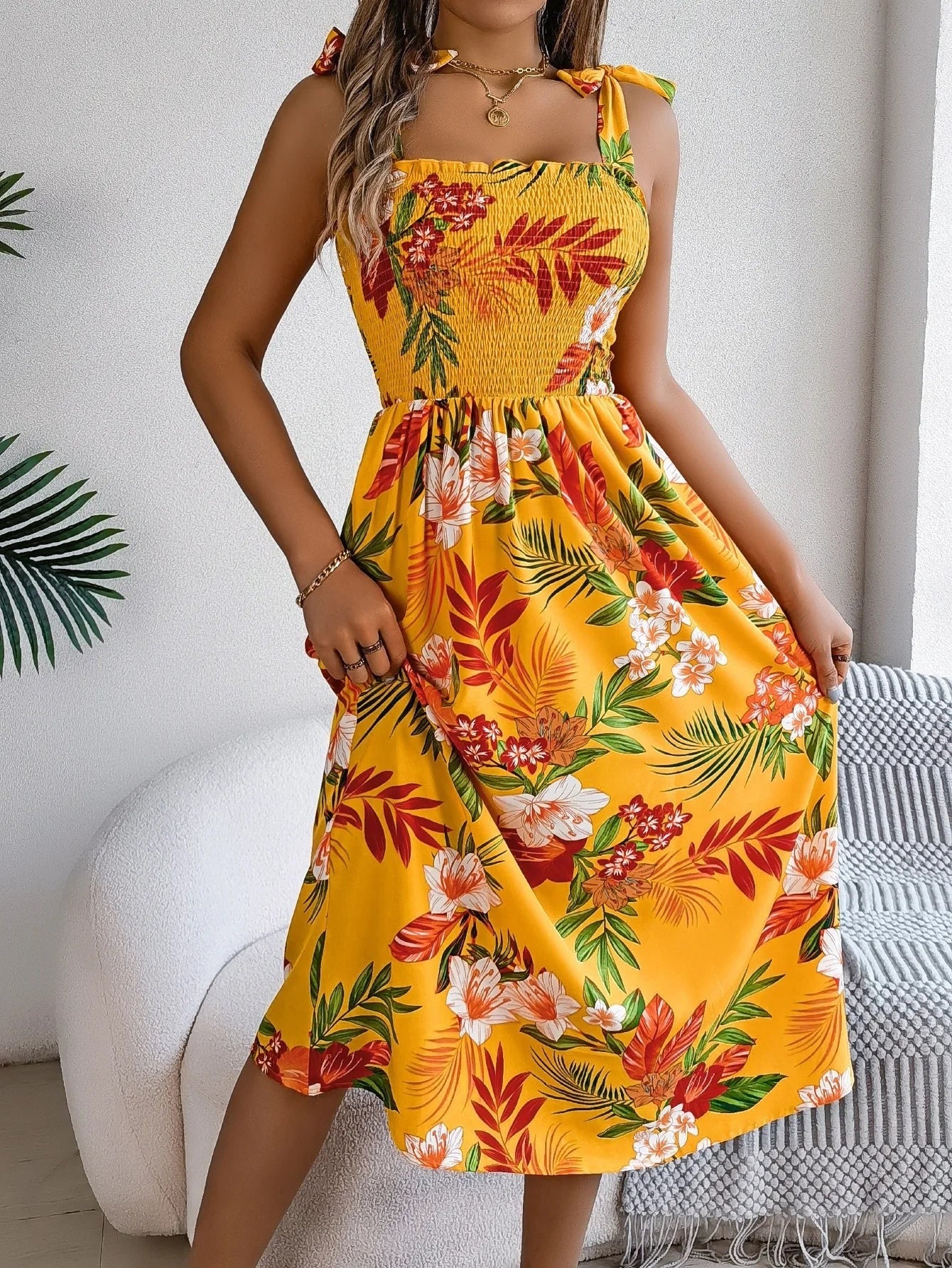 Ava floral midi sundress - Yellow