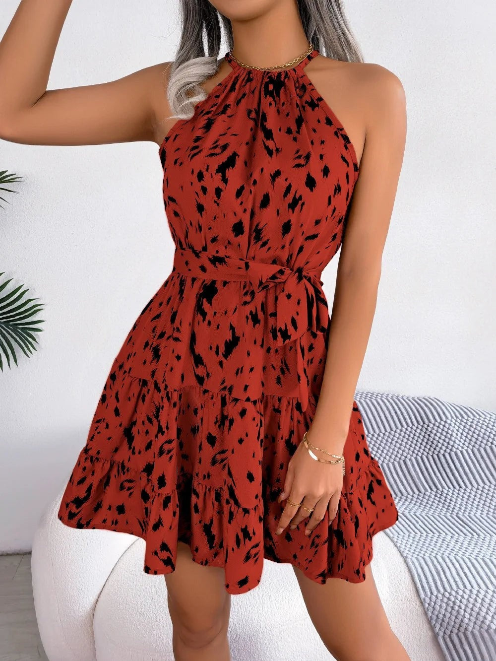 Eden halter sleeveless sundress - Red