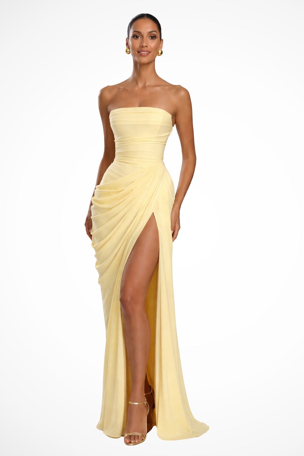 Elena strapless wedding guest maxi dress - Yellow