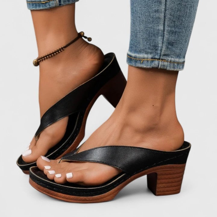 Gia heeled platform block heel mules - Black