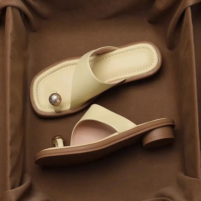 Gia strappy flat summer sandals - Cream