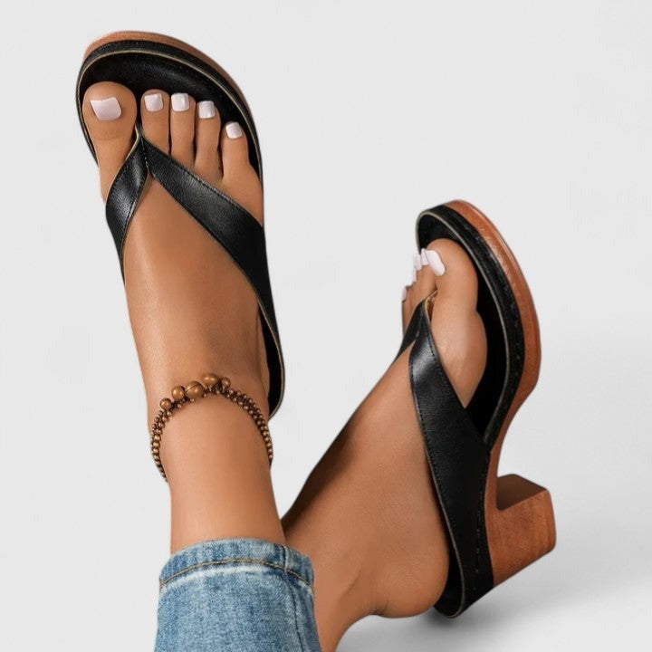 Gia heeled platform block heel mules - detail
