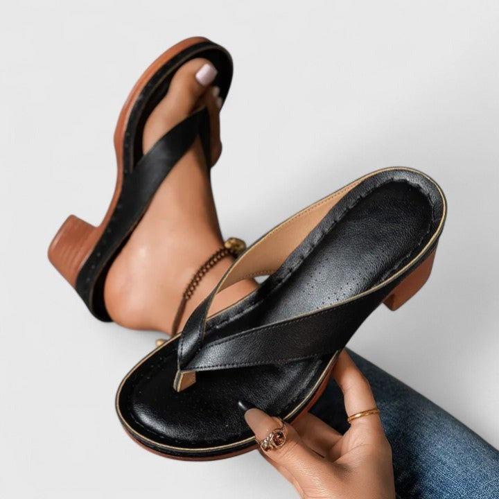 Gia heeled platform block heel mules - detail