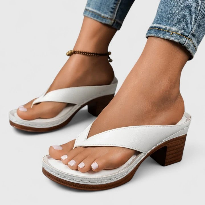 Gia heeled platform block heel mules - detail