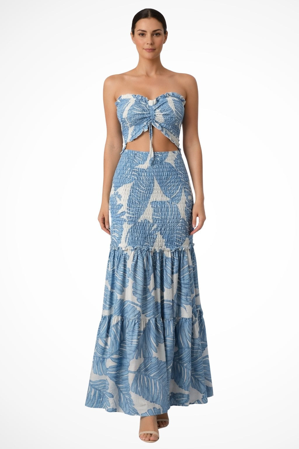 Gia tropical floral maxi dress - Blue