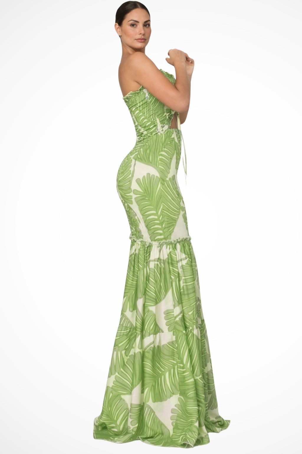 Gia tropical floral maxi dress - detail view