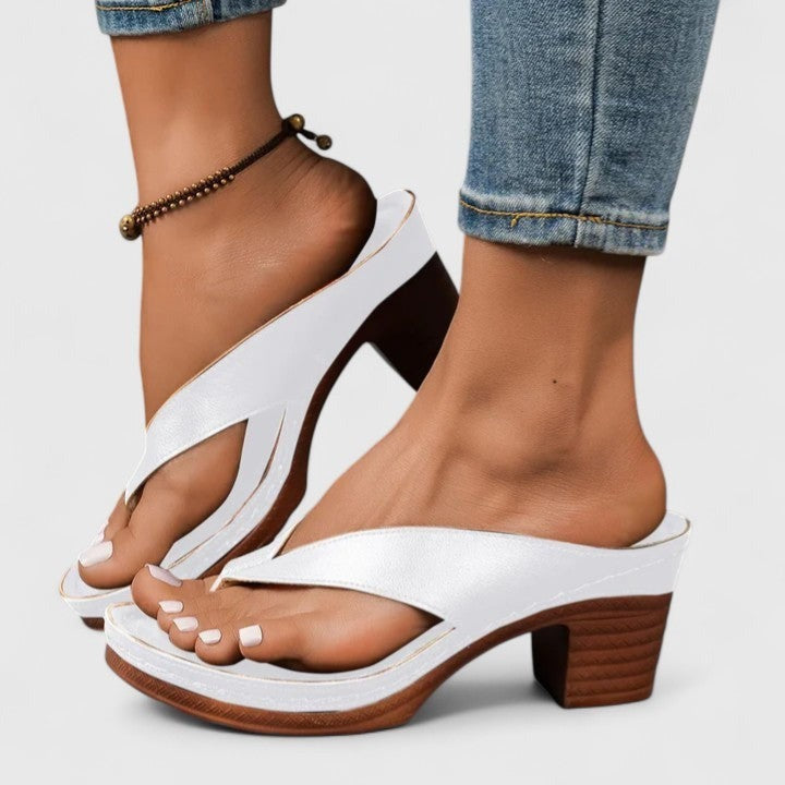 Gia heeled platform block heel mules - White