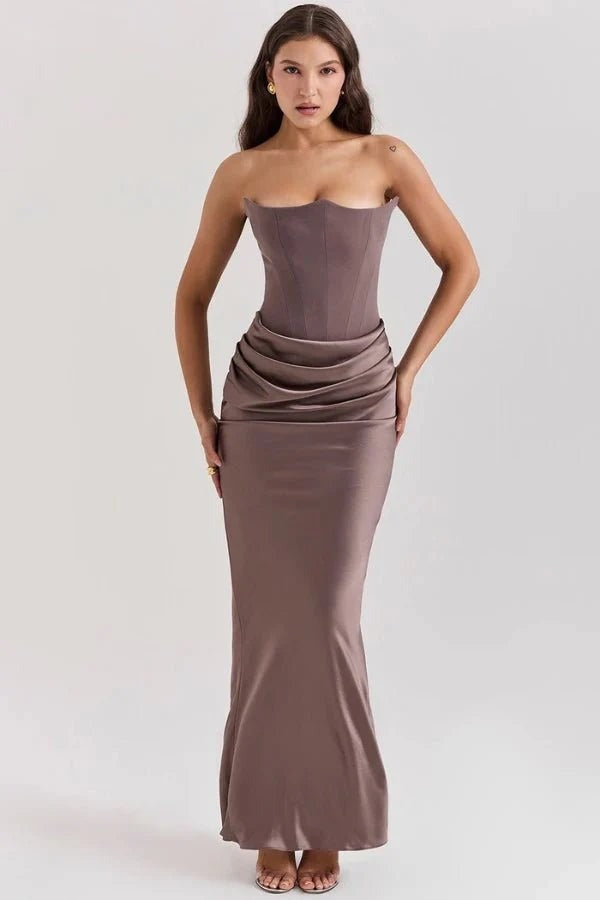 Jane strapless corset dress - Brown