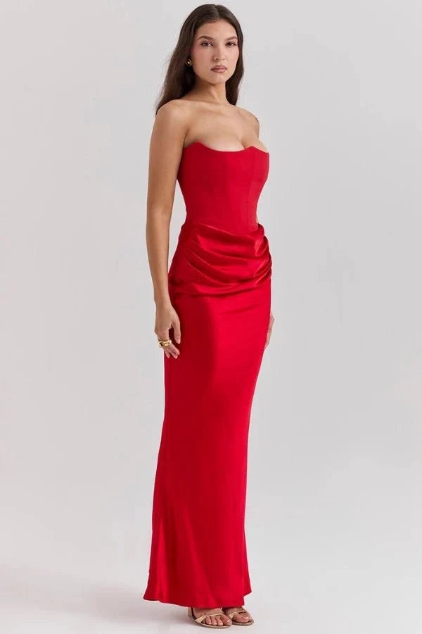 Jane strapless corset dress - Red