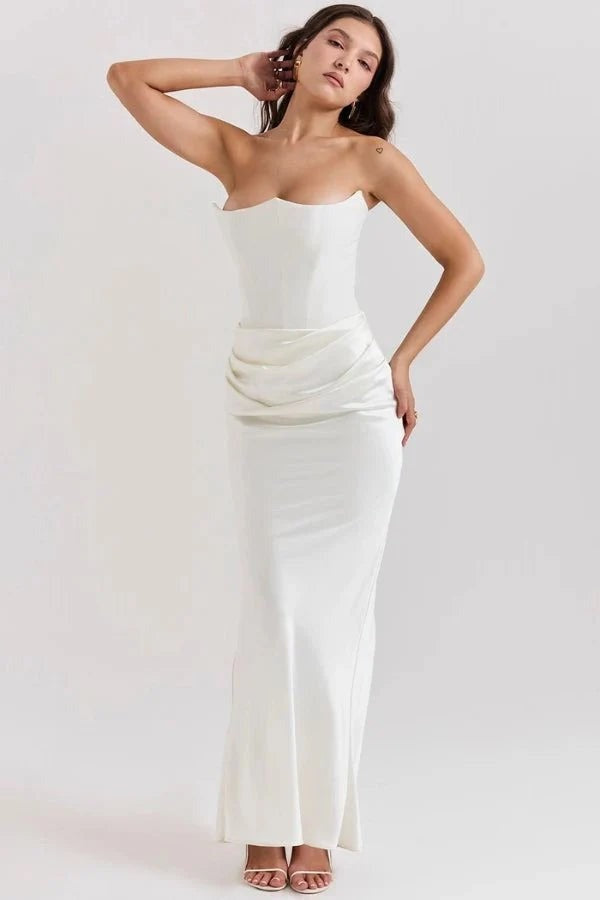 Jane strapless corset dress - White