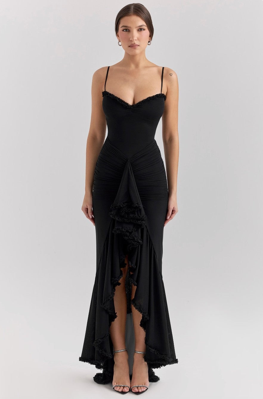 Jane ruffle cocktail dress - Black