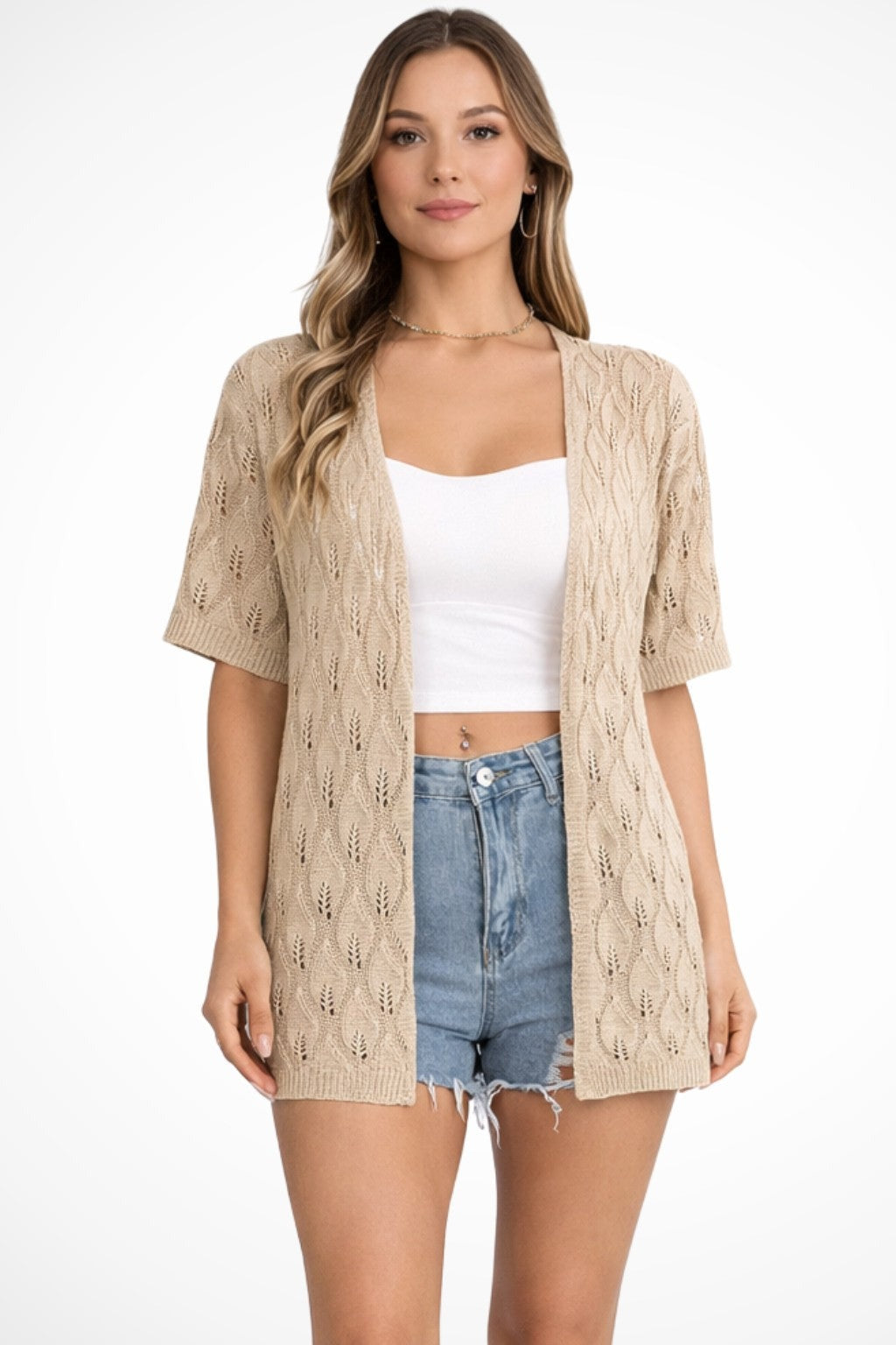 Juliet cropped summer cardigan - Beige