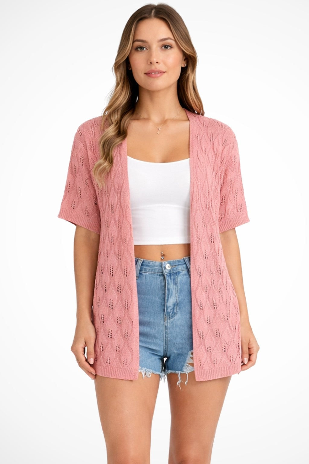 Juliet cropped summer cardigan - Pink