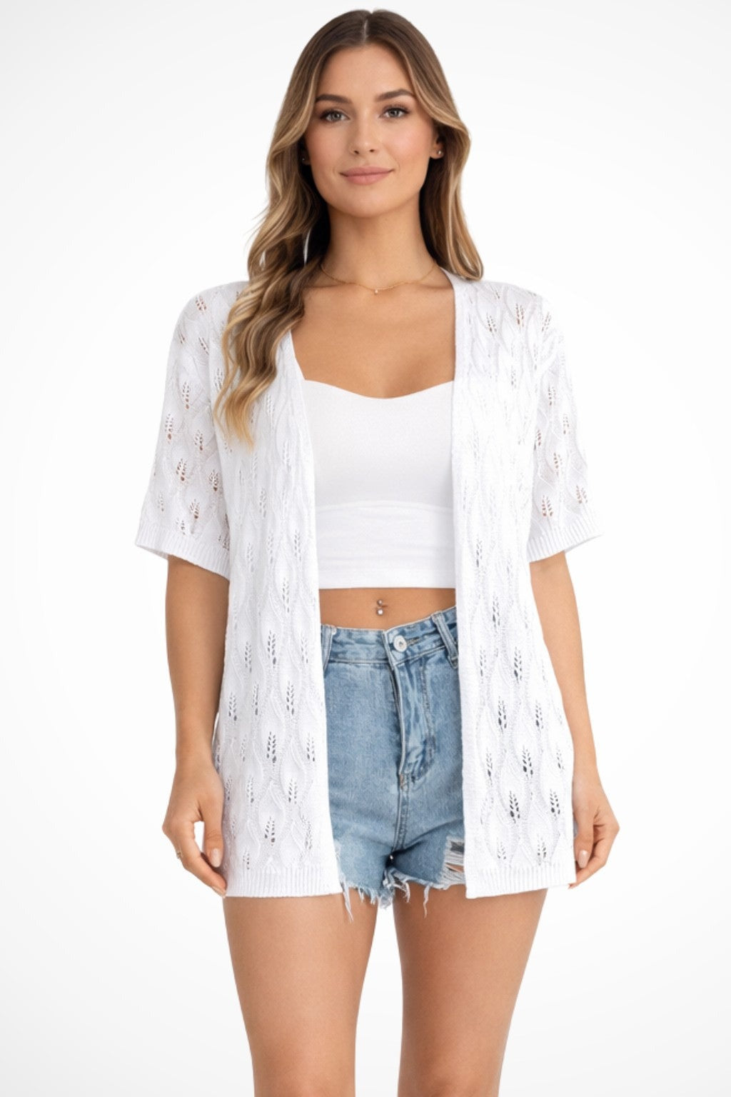 Juliet cropped summer cardigan - White
