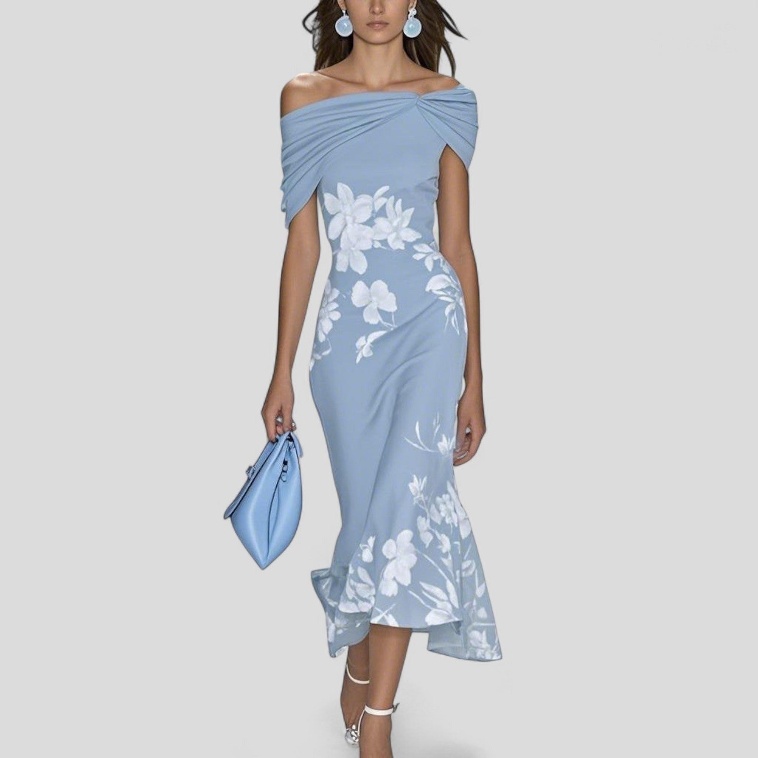 Juliet homecoming cocktail floral midi dress - Blue