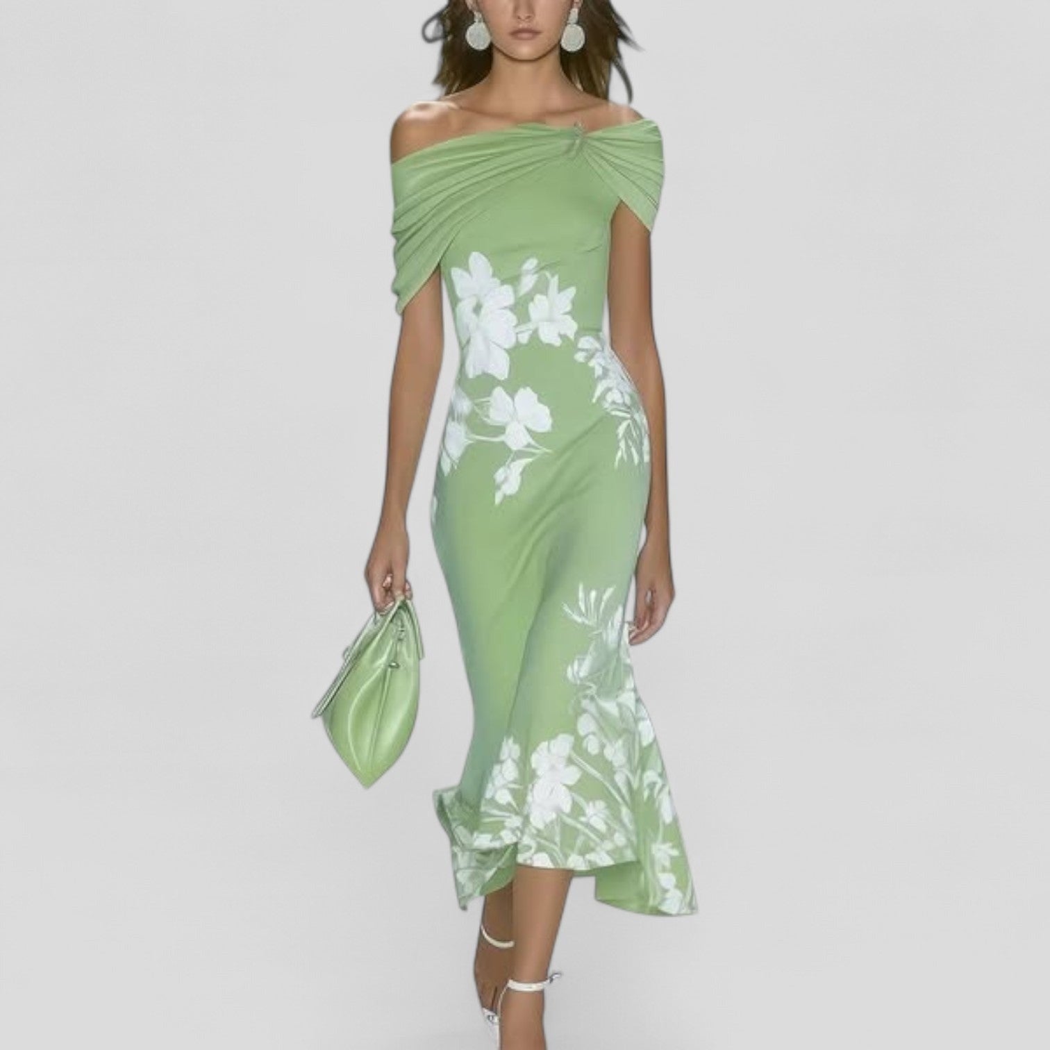 Juliet homecoming cocktail floral midi dress - Green