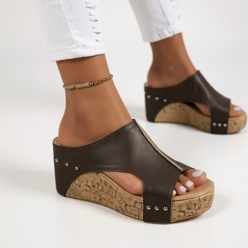 Lottie platform slide sandals - Brown