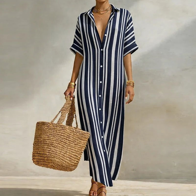 Mae linen shirt dress - Blue