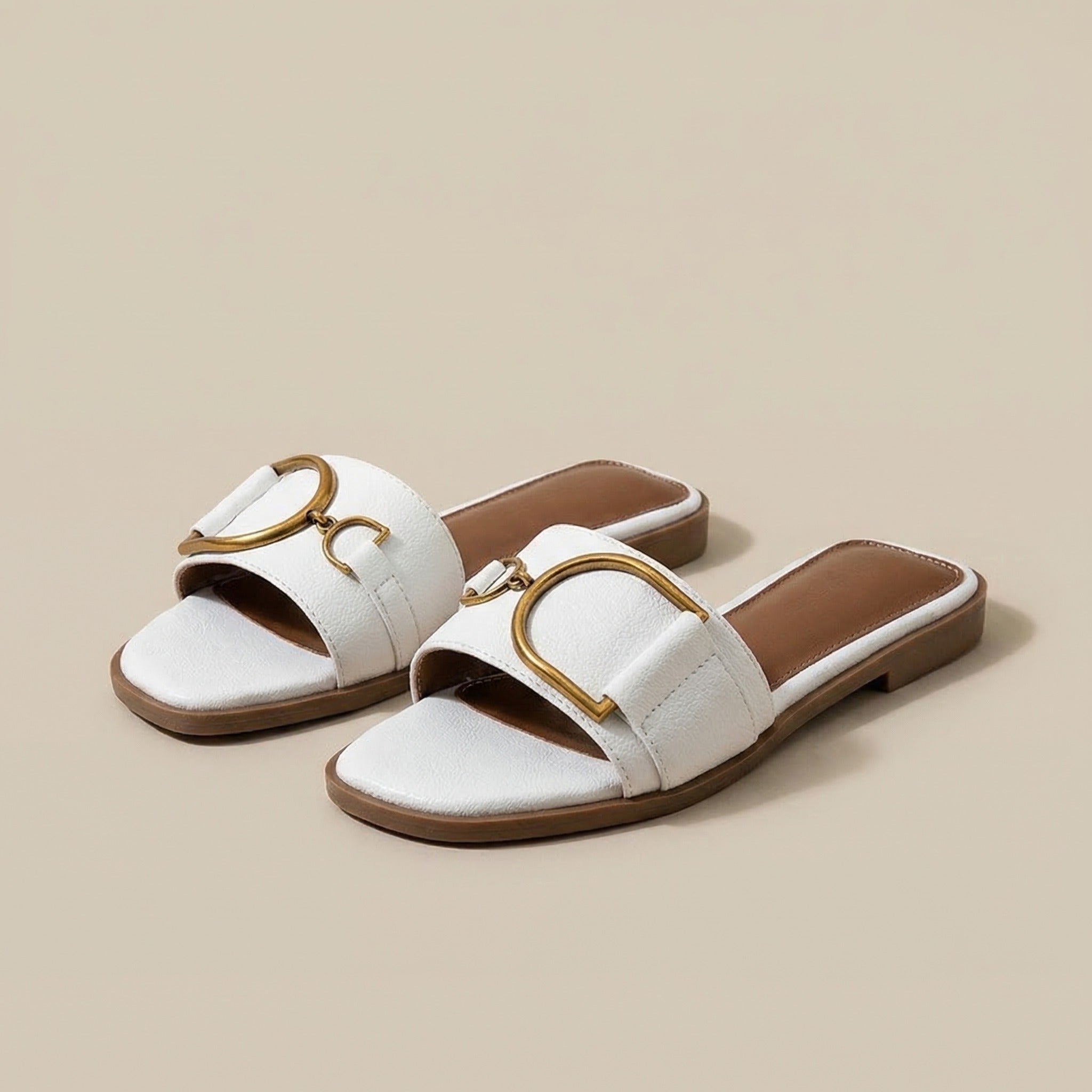 Mara strappy flat sandals - White