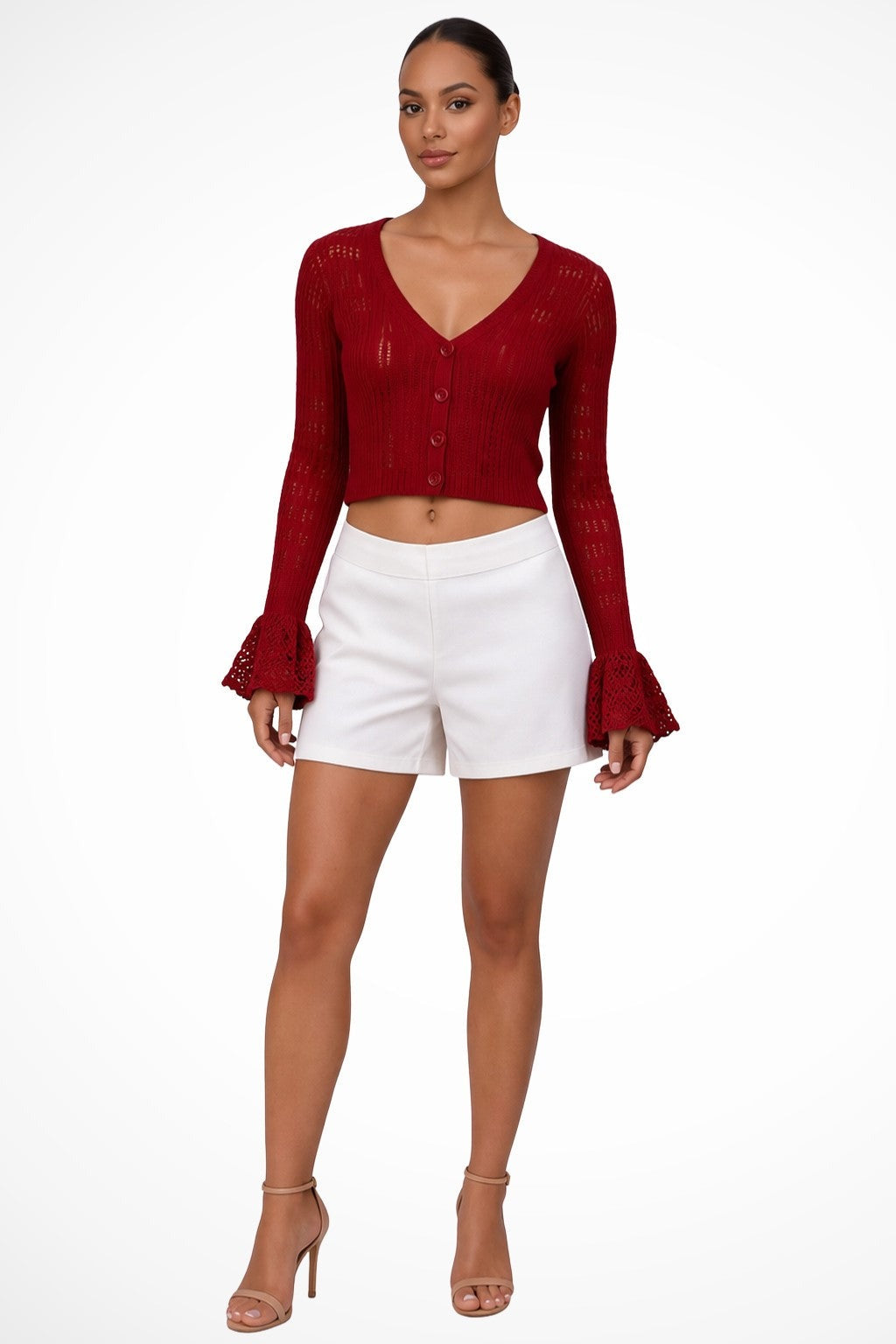 Mia cropped summer cardigan - Burgundy