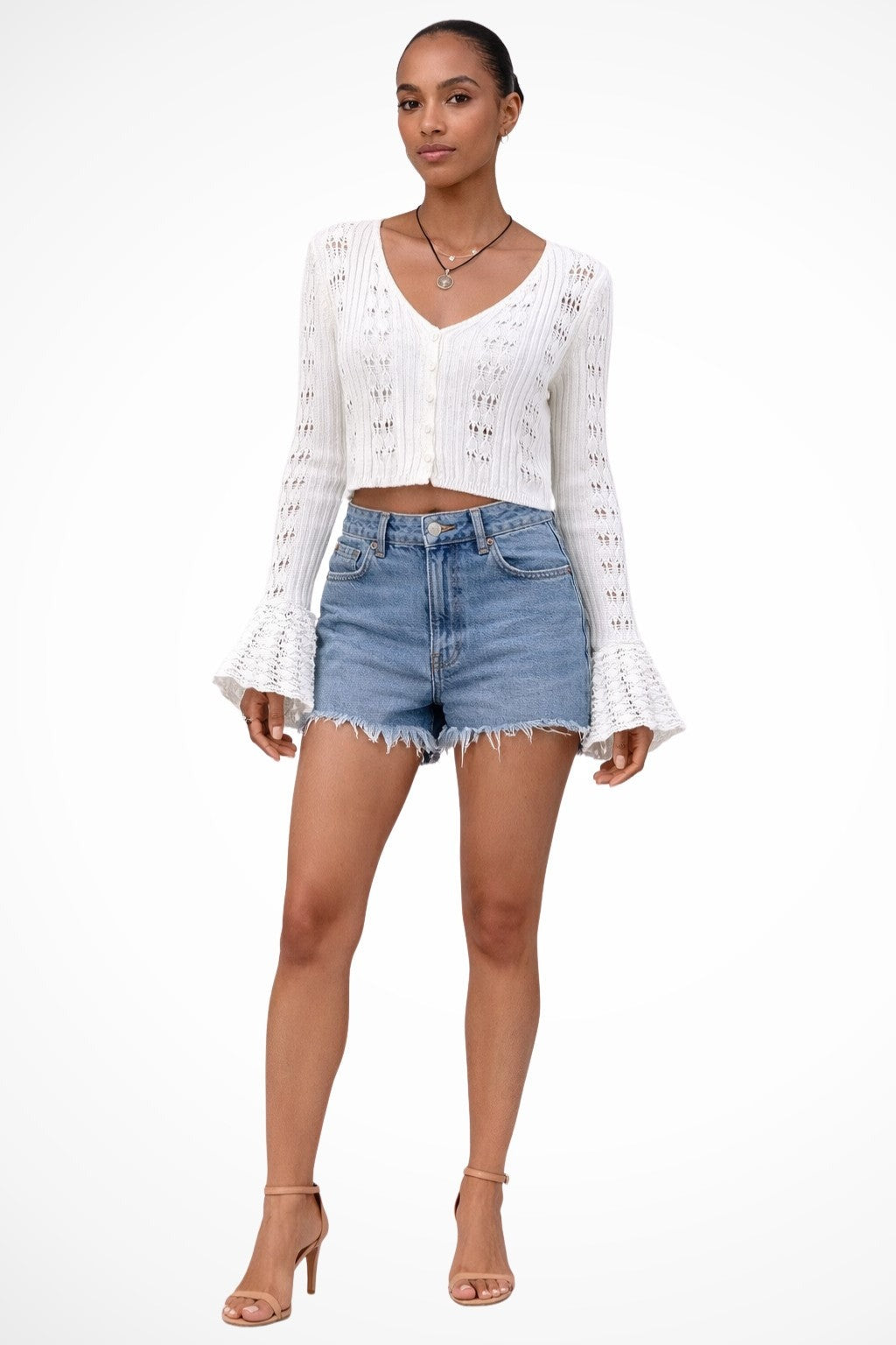 Mia cropped summer cardigan - White