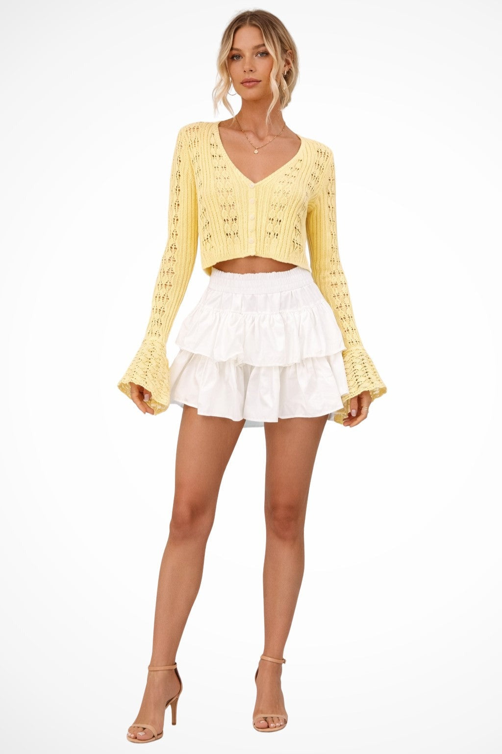 Mia cropped summer cardigan - Yellow