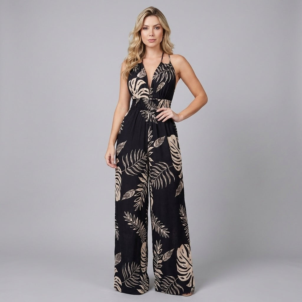 Nova halter wide leg jumpsuit - Black
