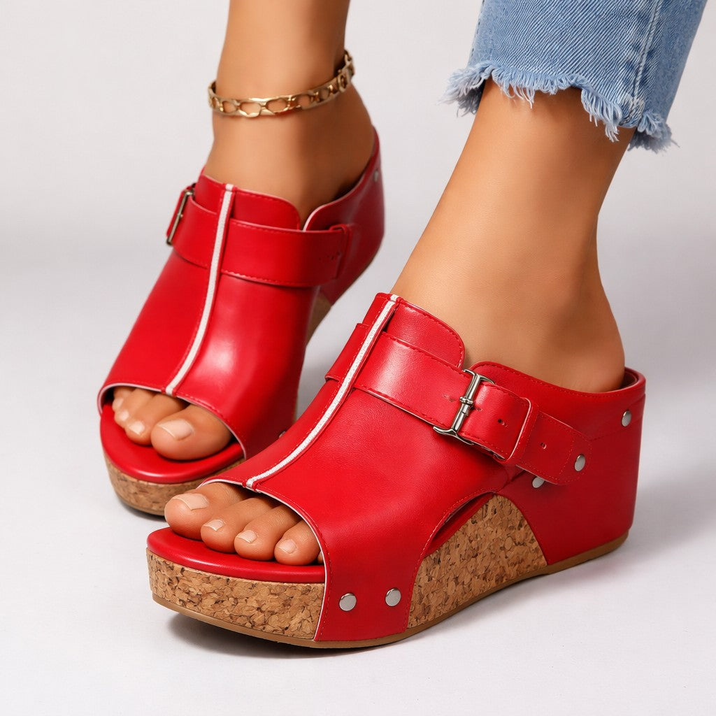 Nova platform wedge sandals - back view