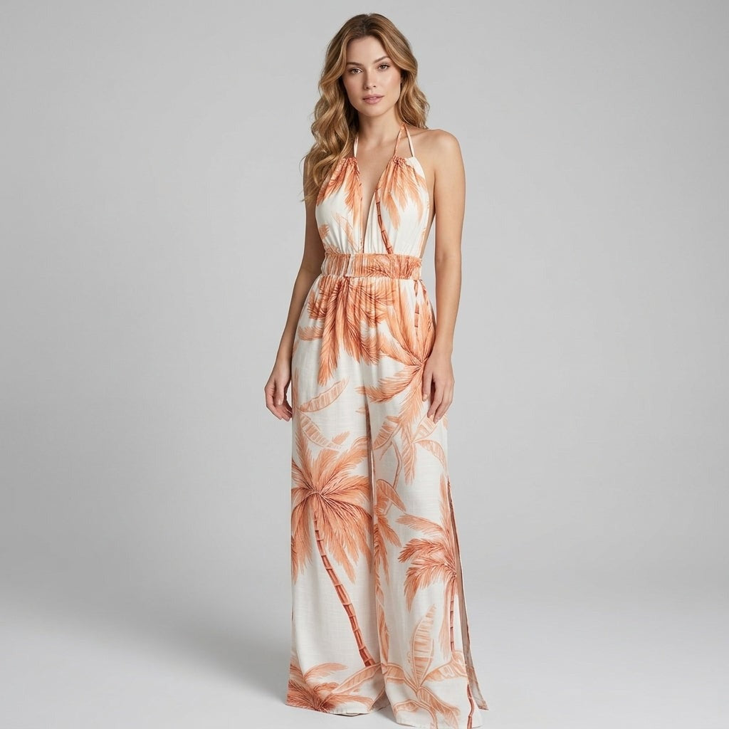 Nova halter wide leg jumpsuit - White