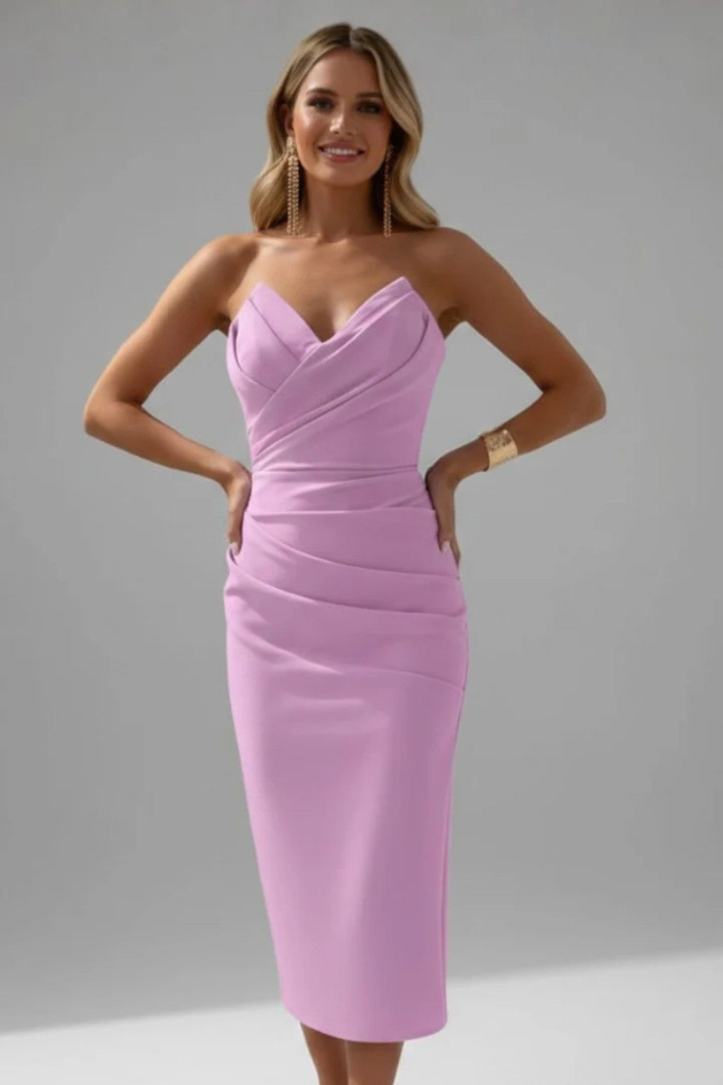 Opal strapless sweetheart midi dress - detail view