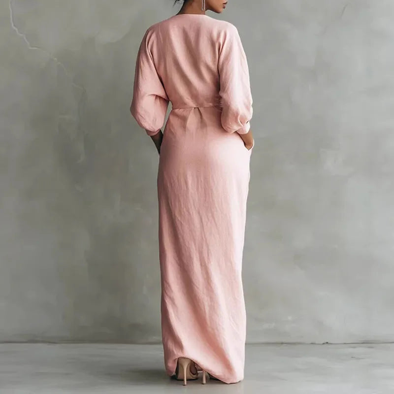 Soline | Women's V Neck Formal Wrap Maxi Dress