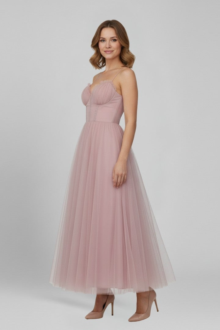 Tess strapless tulle maxi dress - back view