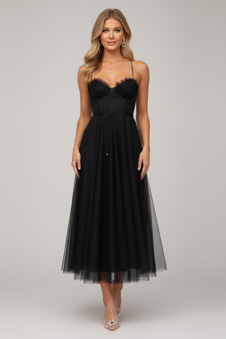 Tess strapless tulle maxi dress - Black