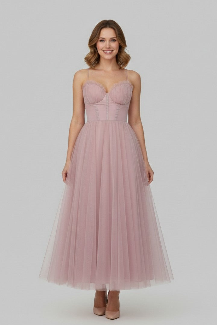 Tess strapless tulle maxi dress - Pink