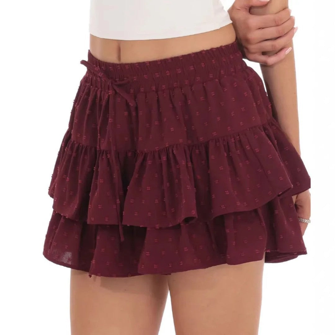 Zoe ruffle tiered mini skirt - Burgundy