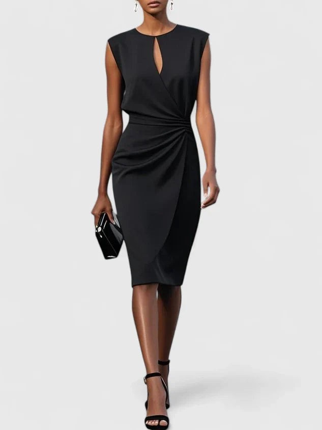 Tess ruched wrap midi dress - Black