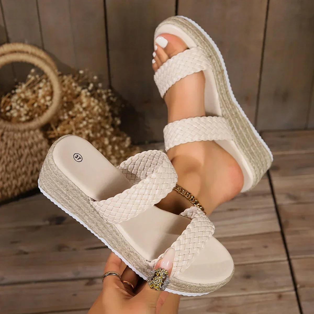 Bria espadrille platform slide sandals - detail